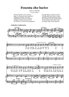 Finestra che lucevi: Для голоса и фортепиано (F minor) by Винченцо Беллини