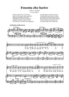 Finestra che lucevi: Для голоса и фортепиано (G minor) by Винченцо Беллини