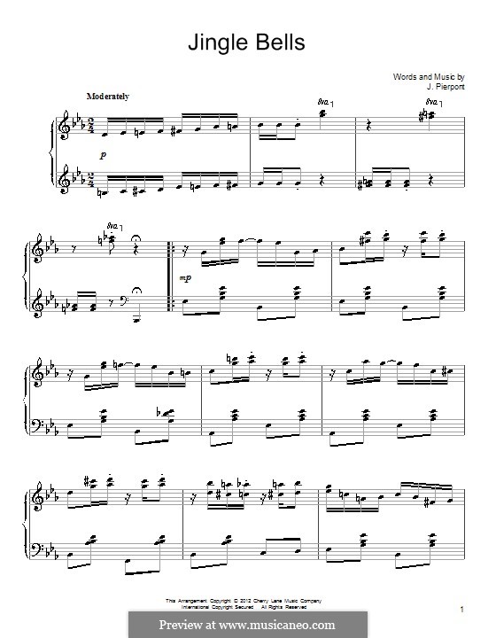 Piano version (printable scores): E Flat Major by James Lord Pierpont