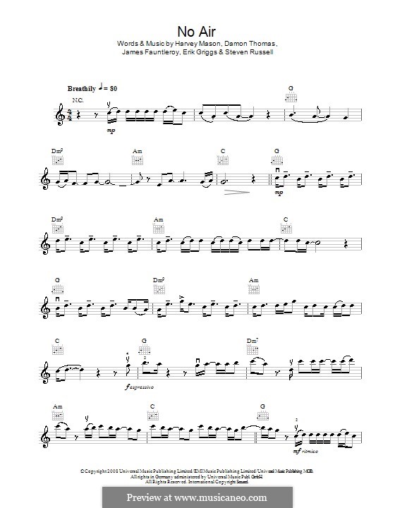 No Air (Jordin Sparks duet with Chris Brown): Для скрипки by Damon E. Thomas, Erik Griggs, Harvey Mason Jr., James Fauntleroy II, Steven Russell