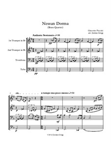 Turandot: Nessun dorma, for brass quartet by Джакомо Пуччини