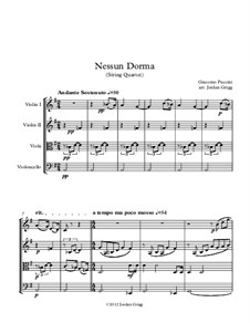 Turandot: Nessun dorma, for string quartet by Джакомо Пуччини