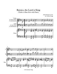 Rejoice the Lord Is King: For treble or bass solo with piano by John Darwall