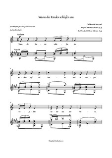 Wann die Kinder schlafen ein, Op.37 Nr.5: Partitur für zwei Interpreten by Карл Райнеке