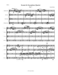 Sonata for Saxophone Quartet, Op.1: Sonata for Saxophone Quartet by Josiah Bode