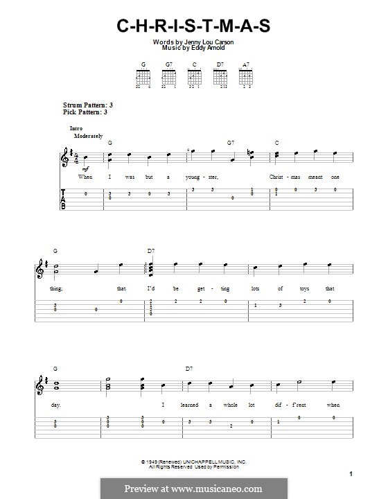 C-H-R-I-S-T-M-A-S (Perry Como): Гитарная табулатура by Eddy Arnold