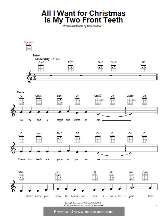 All I Want for Christmas Is My Two Front Teeth: Для укулеле by Don Gardner