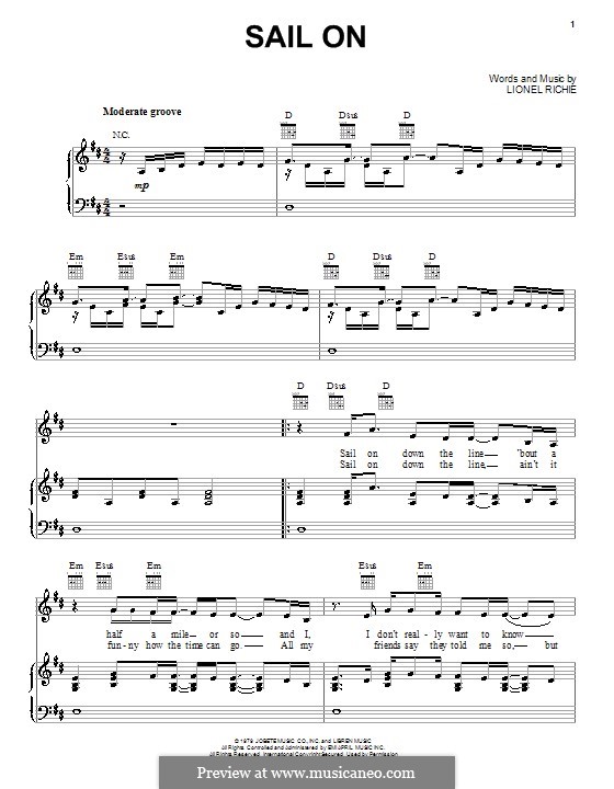 Sail on (The Commodores): Для голоса и фортепиано (или гитары) by Lionel Richie
