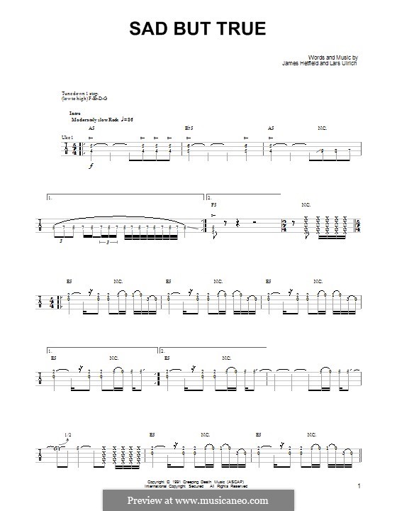 Sad But True (Metallica): Для укулеле by James Hetfield, Lars Ulrich