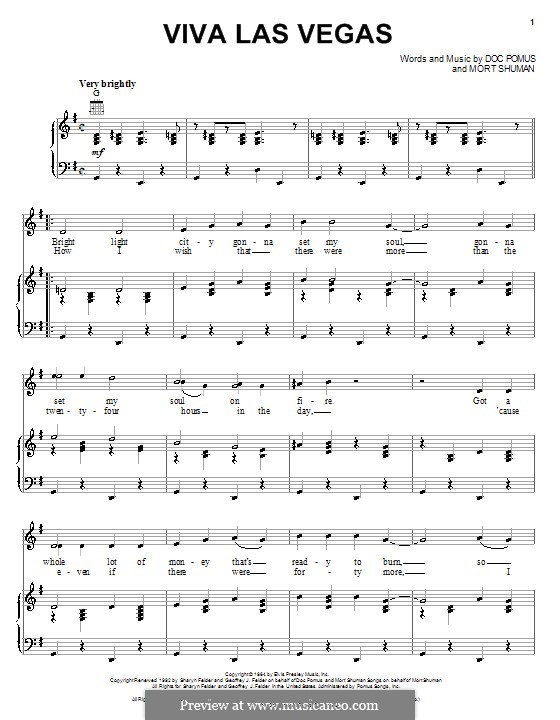 Viva Las Vegas (Elvis Presley): Для голоса и фортепиано (или гитары) by Doc Pomus, Mort Shuman