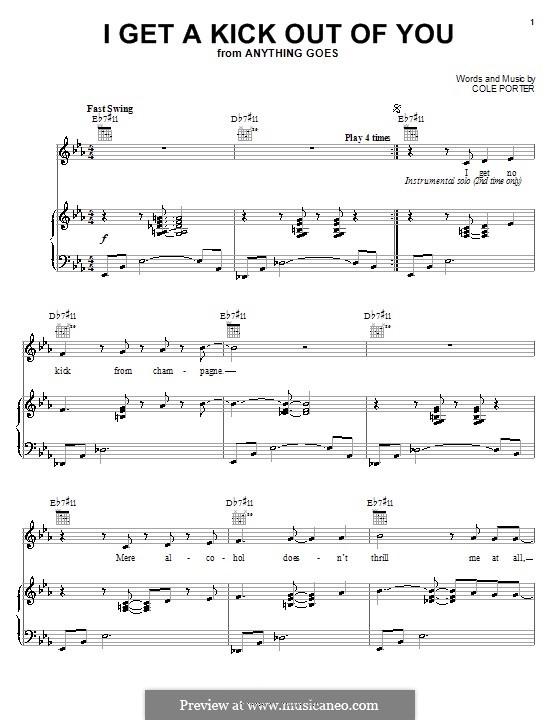 I Get a Kick Out of You (Frank Sinatra): Для голоса и фортепиано (или гитары) by Кол Портер