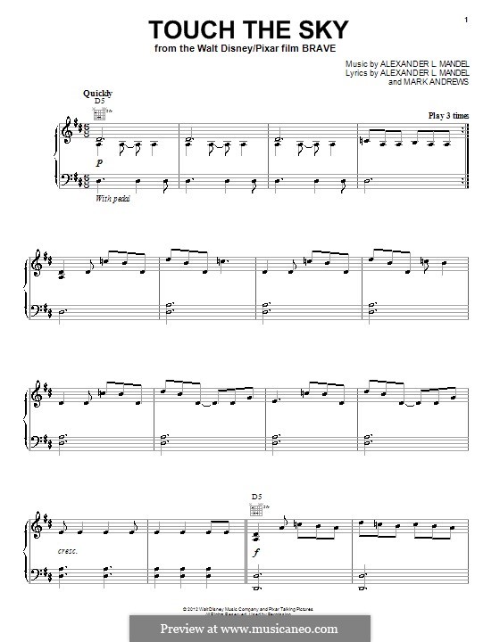 Touch The Sky (from Brave): Для голоса и фортепиано (или гитары) by Alexander L. Mandel