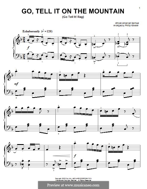 Go, Tell it on the Mountain (Printable Scores): Для фортепиано by folklore