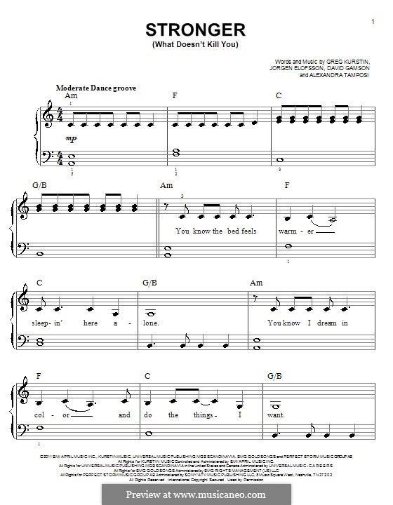 Vocal-instrumental version: Для фортепиано (Kelly Clarkson) by David Gamson, Greg Kurstin, Jörgen Kjell Elofsson, Alexandra Tamposi