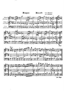 Менуэт для двух скрипок и виолончели ре мажор: Менуэт для двух скрипок и виолончели ре мажор by Вольфганг Амадей Моцарт