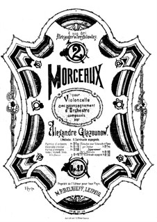 Две пьесы для виолончели и фортепиано, Op.20: No.1 Мелодия – партитура, сольная партия by Александр Глазунов
