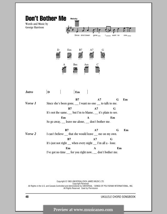 Don't Bother Me (The Beatles): Для укулеле by George Harrison