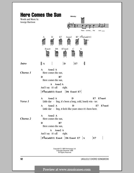 Here Comes the Sun (The Beatles): Для укулеле by George Harrison