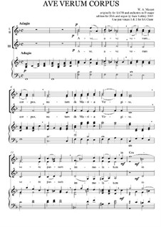 Ave verum corpus, K.618: For SSA and keyboard by Вольфганг Амадей Моцарт