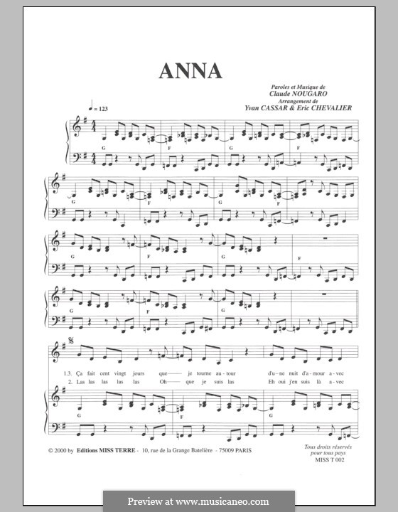 Anna: Для голоса и фортепиано by Claude Nougaro