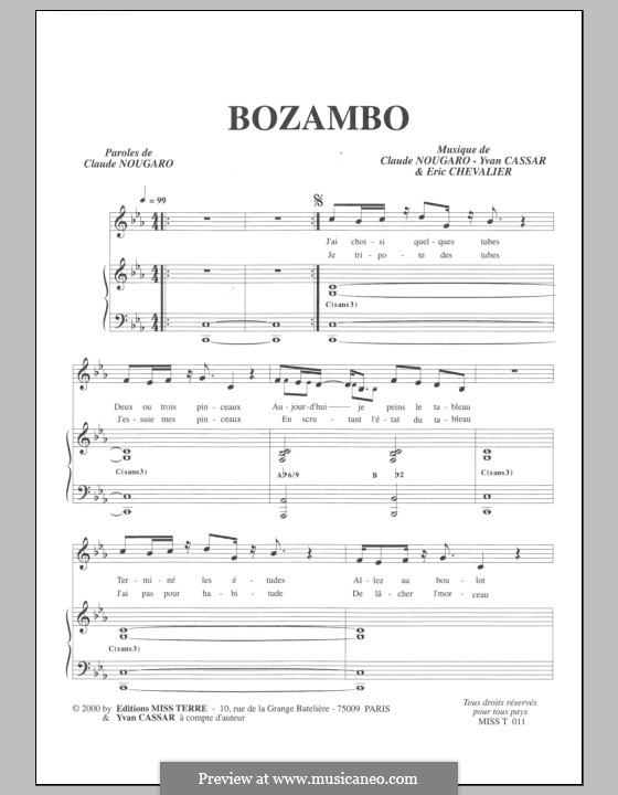 Bozambo: Для голоса и фортепиано by Eric Chevalier, Yvan Cassar, Claude Nougaro