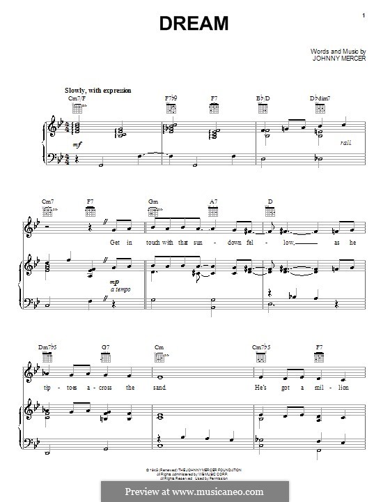 Dream (Frank Sinatra): Для голоса и фортепиано (или гитары) by Johnny Mercer