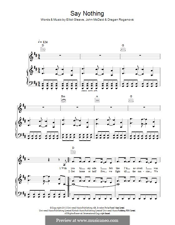 Say Nothing (Example): Для голоса и фортепиано (или гитары) by Elliot Gleave, John McDaid, Dragan Roganovic