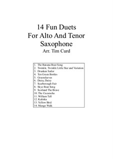 14 Fun Duets: For alto and tenor saxophone by folklore