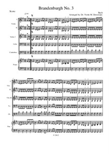 All Movements: For string orchestra with violin III replacing viola (for elementary to middle school age youths) – full score  by Иоганн Себастьян Бах