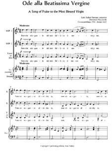 Ode alla Beatissima Vergine for three voices: Ode alla Beatissima Vergine for three voices by Domenico Mazzocchi