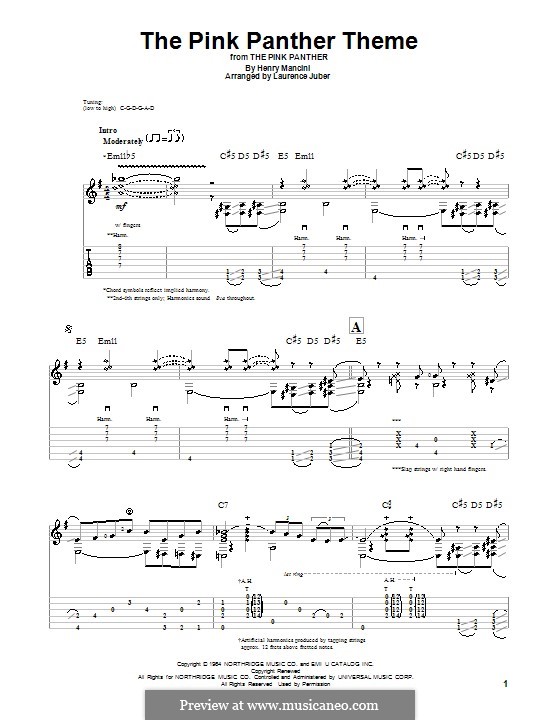 Instrumental version: Для гитары с табулатурой by Henry Mancini