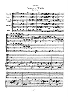 Концерт No.3 си-бемоль мажор, HWV 308: Партитура by Георг Фридрих Гендель