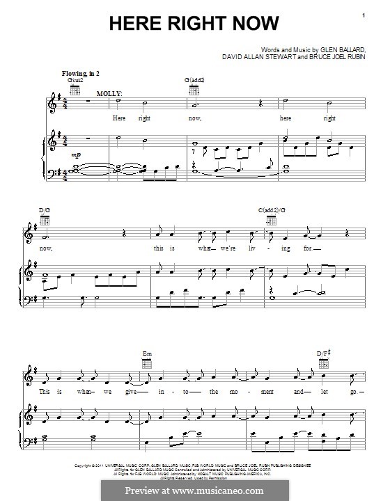 Here Right Now: Для голоса и фортепиано (или гитары) by David A. Stewart, Glen Ballard