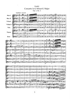 Концерт No.1 соль минор, HWV 289: Партитура by Георг Фридрих Гендель