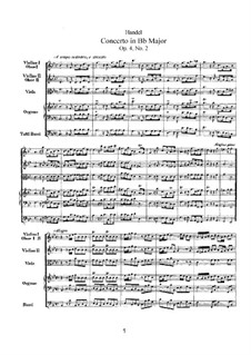 Концерт No.2 си-бемоль мажор, HWV 290: Партитура by Георг Фридрих Гендель