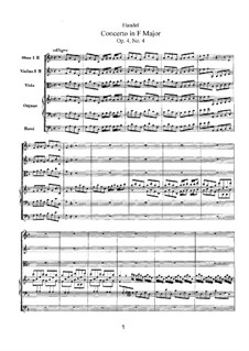 Концерт No.4 фа мажор, HWV 292: Партитура by Георг Фридрих Гендель