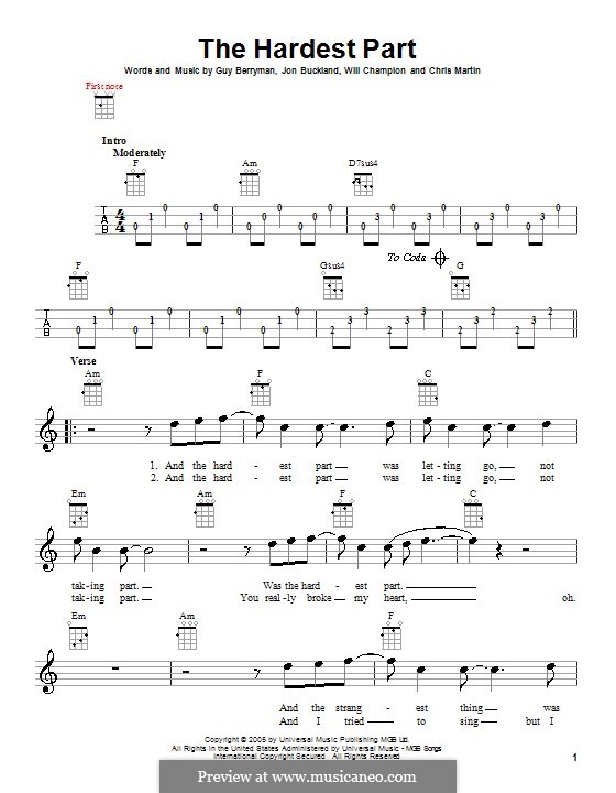 The Hardest Part (Coldplay): Для укулеле by Chris Martin, Guy Berryman, Jonny Buckland, Will Champion