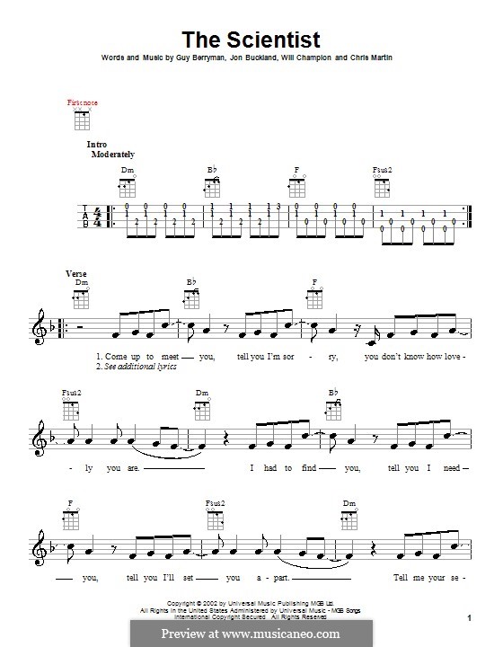 The Scientist (Coldplay): Для укулеле by Chris Martin, Guy Berryman, Jonny Buckland, Will Champion