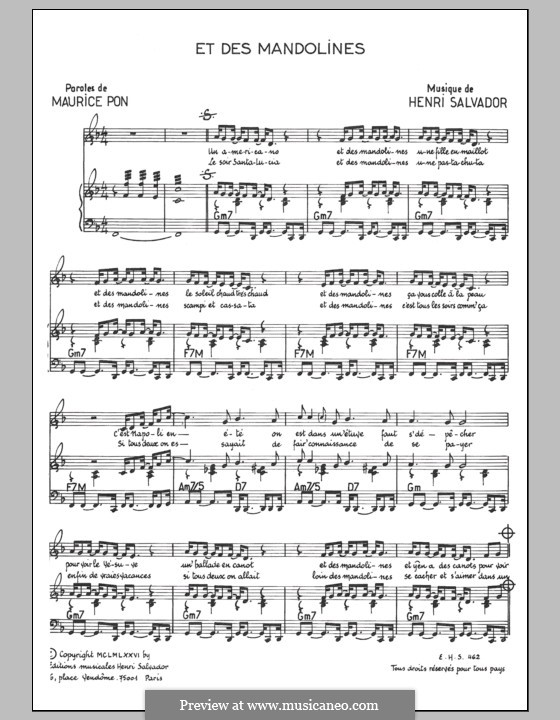 Et Des Mandolines: Для голоса и фортепиано by Henri Salvador