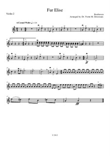 К Элизе, WoO 59: Для струнного оркестра (elementary to middle school age youth) – violin II part by Людвиг ван Бетховен