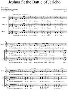 Joshua Fit the Battle of Jericho SSAA & Solo: Joshua Fit the Battle of Jericho SSAA & Solo by Unknown (works before 1850)