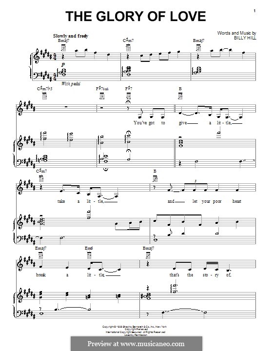 The Glory of Love (Bette Midler): Для голоса и фортепиано by Billy Hill