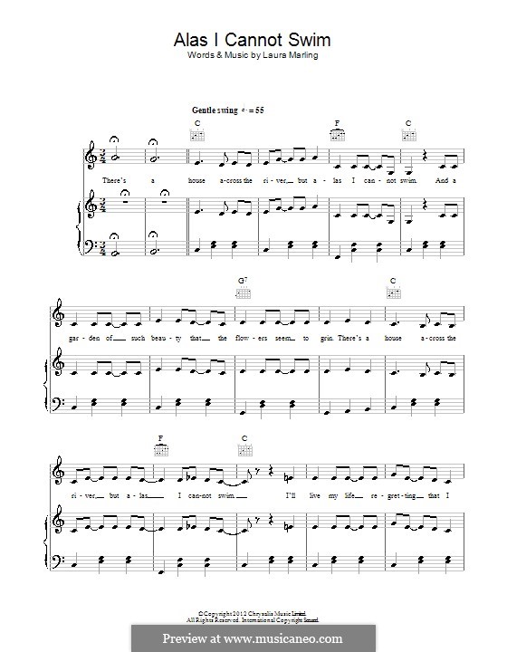 Alas I Cannot Swim: Для голоса и фортепиано (или гитары) by Laura Marling