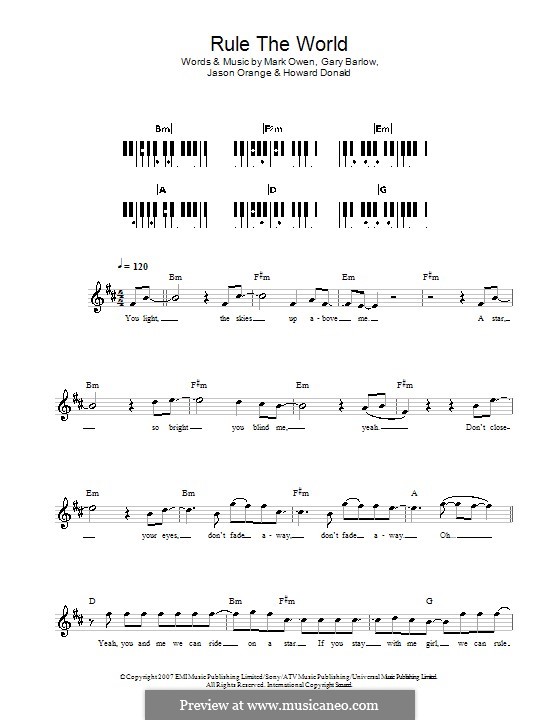 Rule the World (from Stardust): Для клавишного инструмента by Gary Barlow, Howard Donald, Jason Orange, Mark Owen