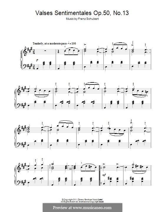 Тридцать четыре сентиментальных вальса, D.779 Op.50: Вальс No.13 by Франц Шуберт