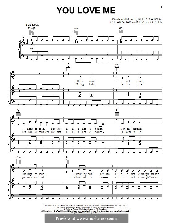You Love Me: Для голоса и фортепиано (или гитары) by Kelly Clarkson, Oliver Goldstein, Josh Abraham