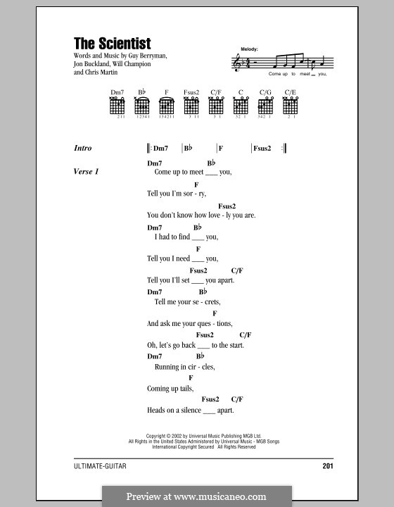 The Scientist (Coldplay): Текст, аккорды by Chris Martin, Guy Berryman, Jonny Buckland, Will Champion
