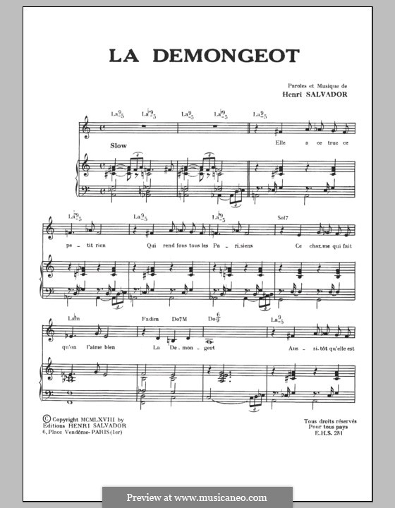 Demongeot: Для голоса и фортепиано by Henri Salvador