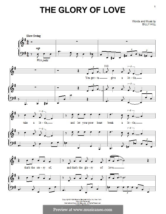 The Glory of Love (Bette Midler): Для голоса и фортепиано (или гитары) by Billy Hill