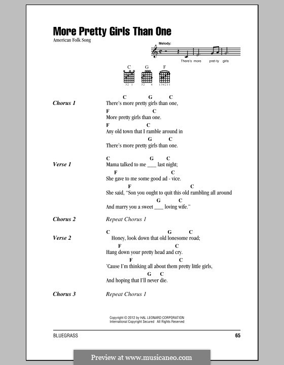 More Pretty Girls Than One: Текст, аккорды by folklore